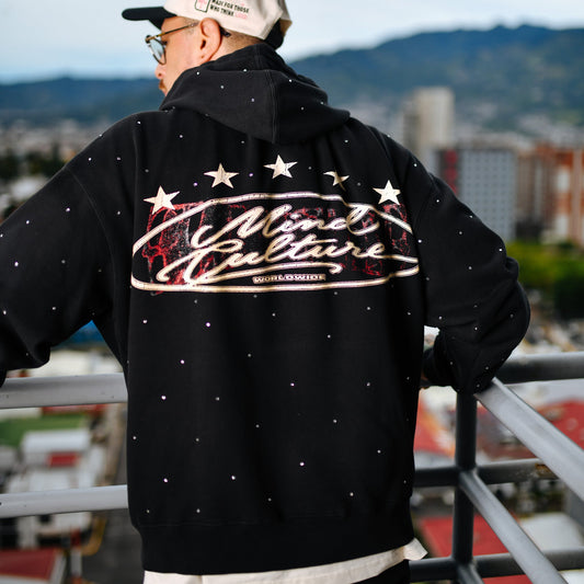 HOODIE "WORDLWIDE STAR" BLACK DIAMOND