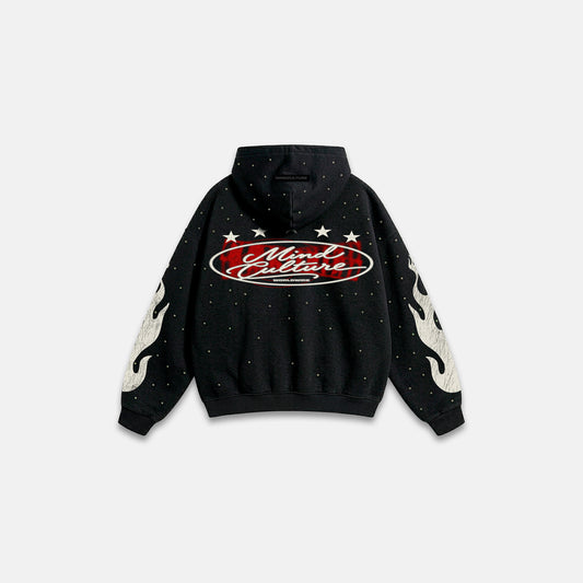 HOODIE "WORDLWIDE STAR" BLACK DIAMOND