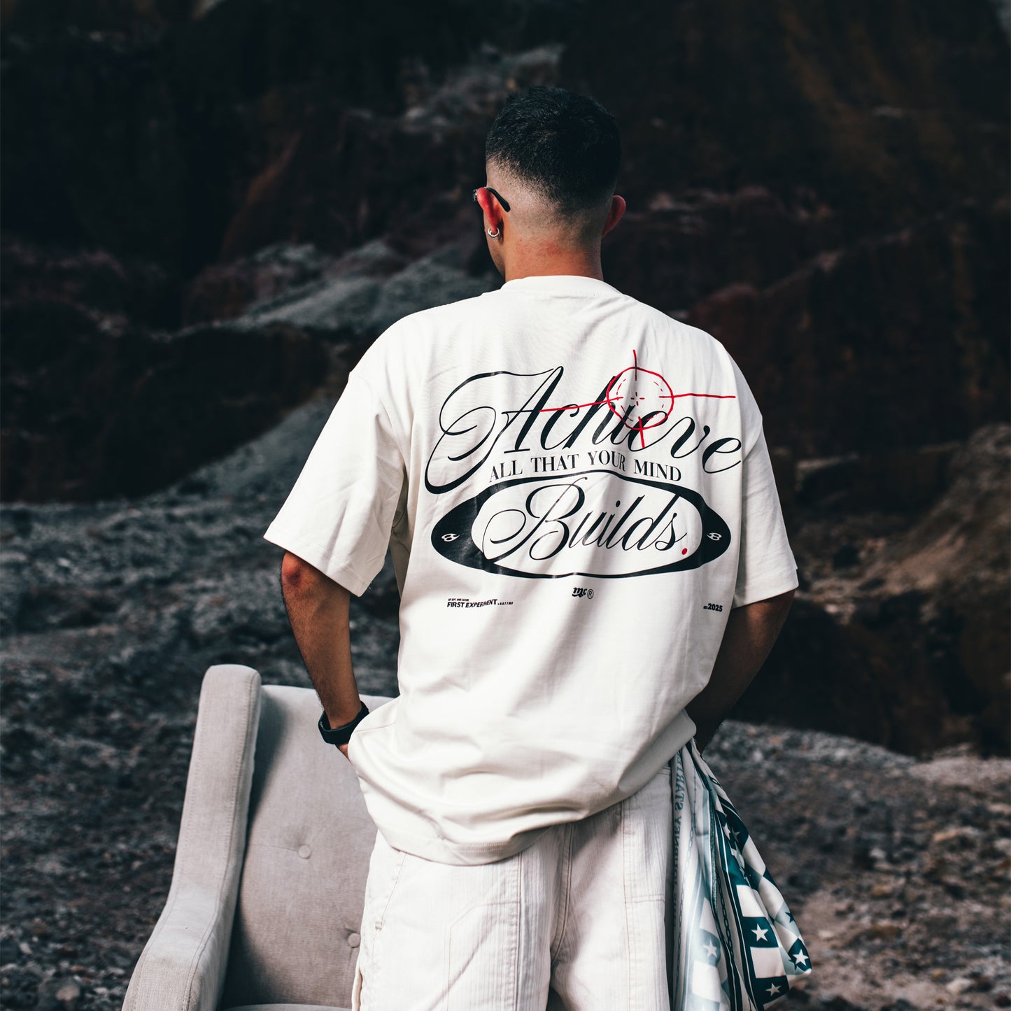 "ACHIEVE ALL THAT YOUR MIND BUILDS" OFF WHITE